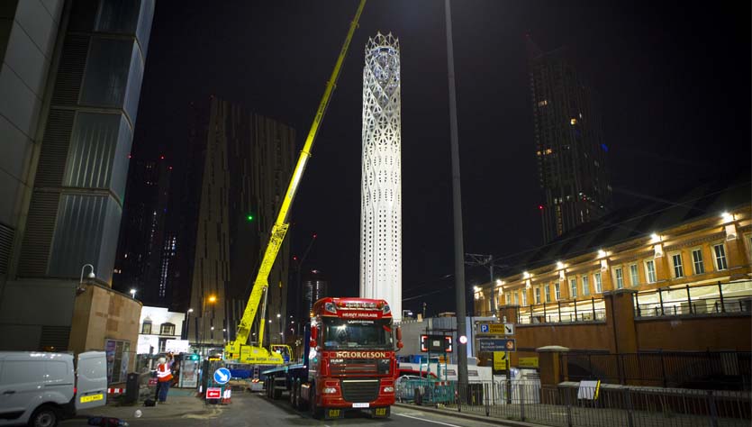 Manchester Civic Quarter Heat Network - Finishing off The Tower Of Light Flue