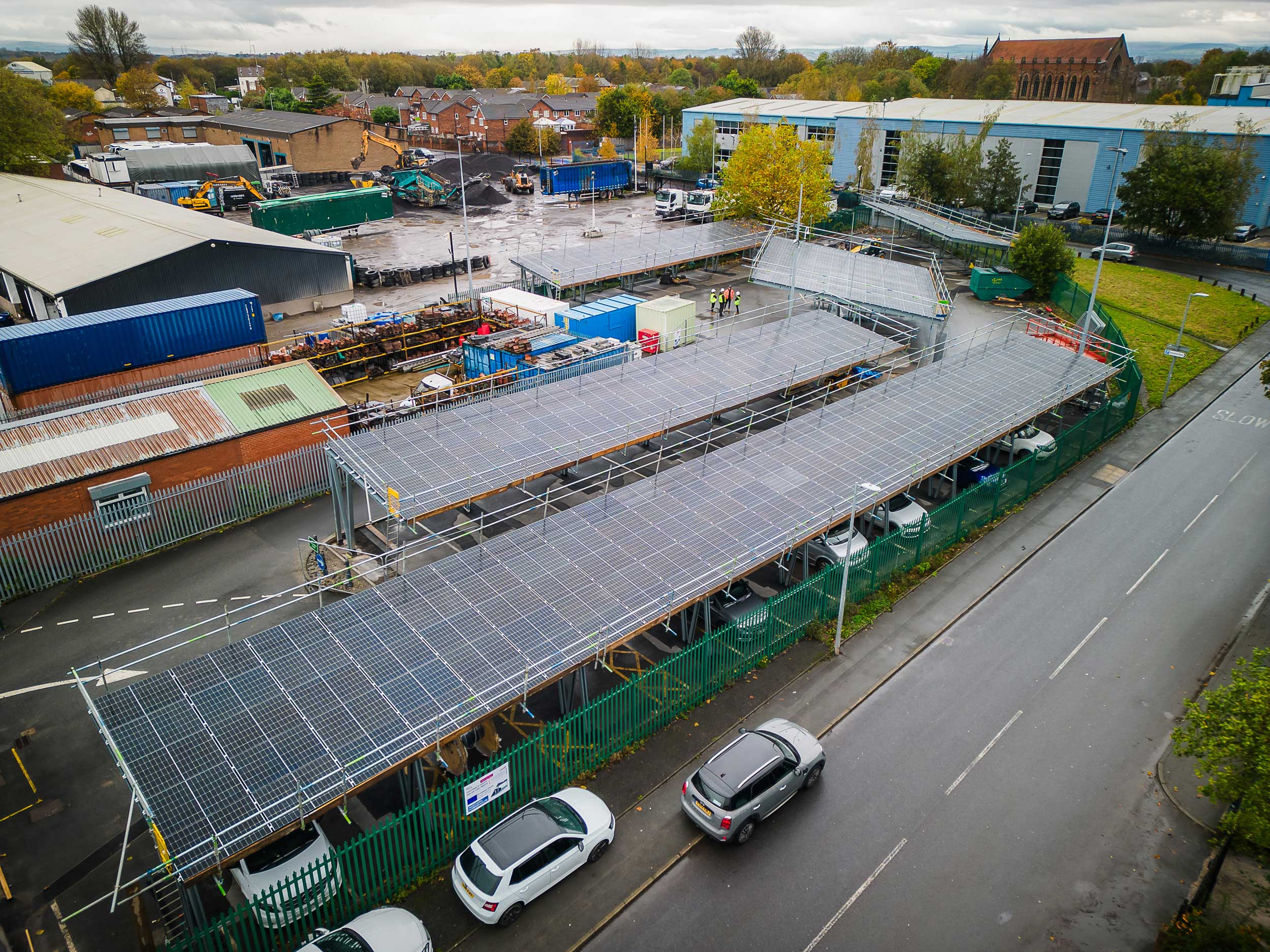 Commercial solar carport at Salford Swinton depot